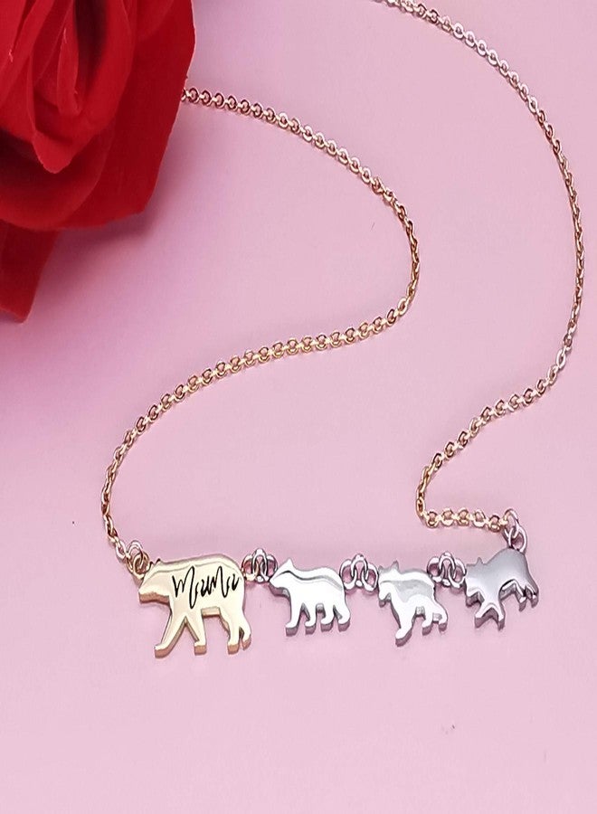 Beffy Mama Bear Necklace with 3 Three Cubs for Women, Mom Daughter Pendant for Mothers Day Birthday Christmas - Image 3